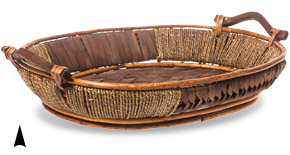 Round Willow & Seagrass Tray w/Wood Design